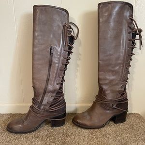 Freebird by Steven Lace-Up Brown Heeled Boots